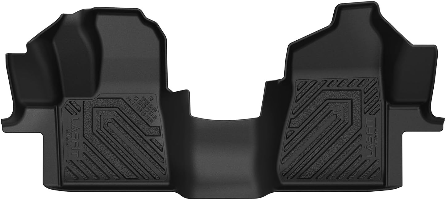 LASFIT Floor Mats for Ford F-150 2021-2026 | F150 Lightning 2022-2025 SuperCrew (Rear w/Fold Flat Storage) Carpet Floor All Weather Car Liners TPE Truck Mats - 1st and 2nd Row, 3pcs Black