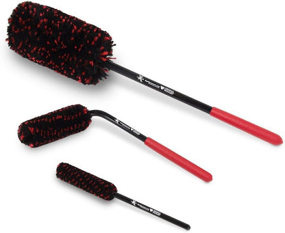Liquid X Original Wheel Woolies Brushes 3 Piece Kit - Includes Angled Caliper Spoke Brush - USA Made - Black - New & Improved
