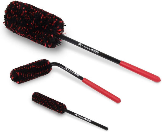 Liquid X Original Wheel Woolies Brushes 3 Piece Kit - Includes Angled Caliper Spoke Brush - USA Made - Black - New & Improved