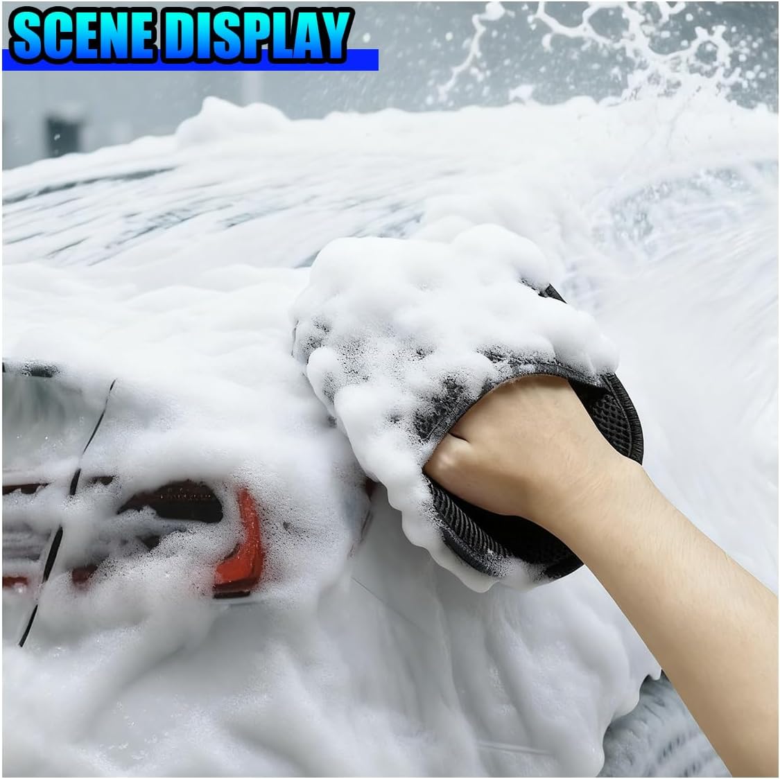 2PCS Car Wash Mitt, Soft Plush Non-Scratch Auto Dust Cleaning Pad, High-Density Car Washing Gloves, Universal Vehicle Exterior & Interior Detailing Supplies for Cars, Trucks, SUVs(Gray)