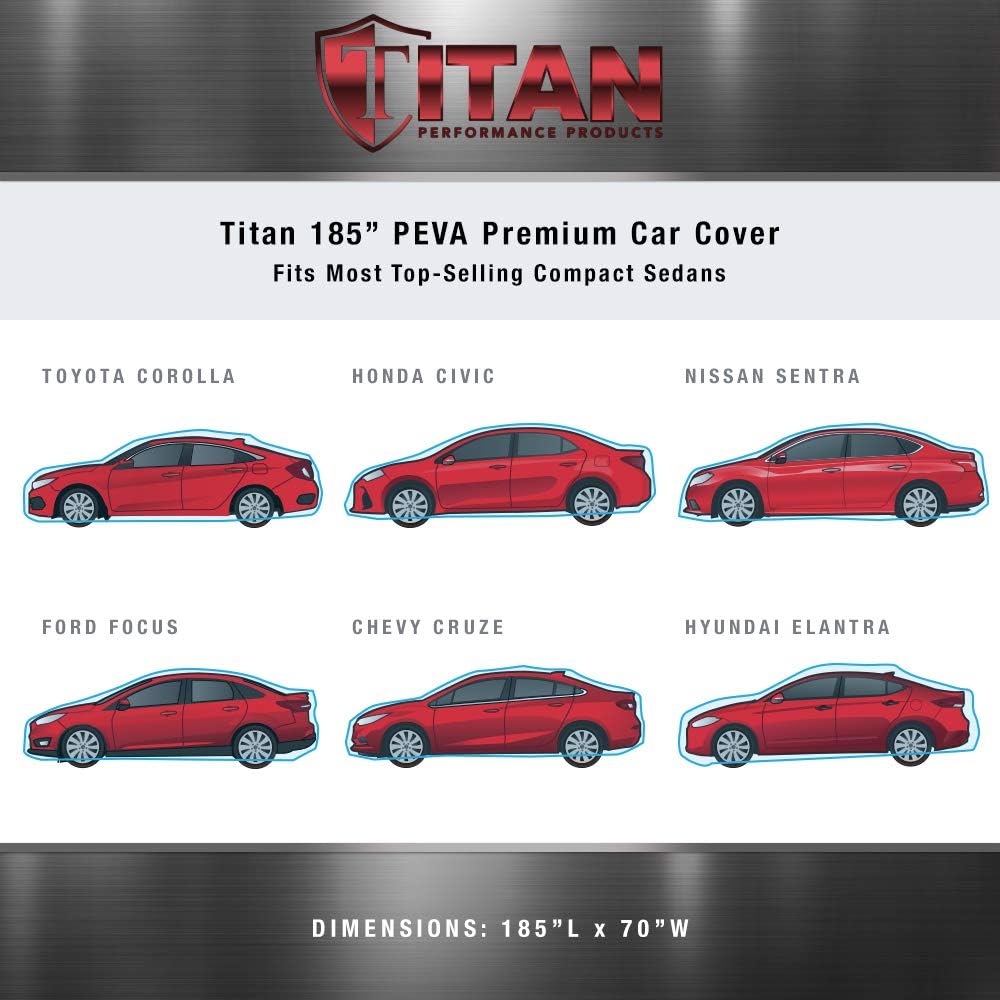 Titan Premium Multi-Layer PEVA Car Cover for Compact SUV 170-187". Waterproof, UV Protection, Anti-Scratch Protective Lining, Driver-Side Zippered Opening. Fits Rav4, Rogue, CR-V and More.