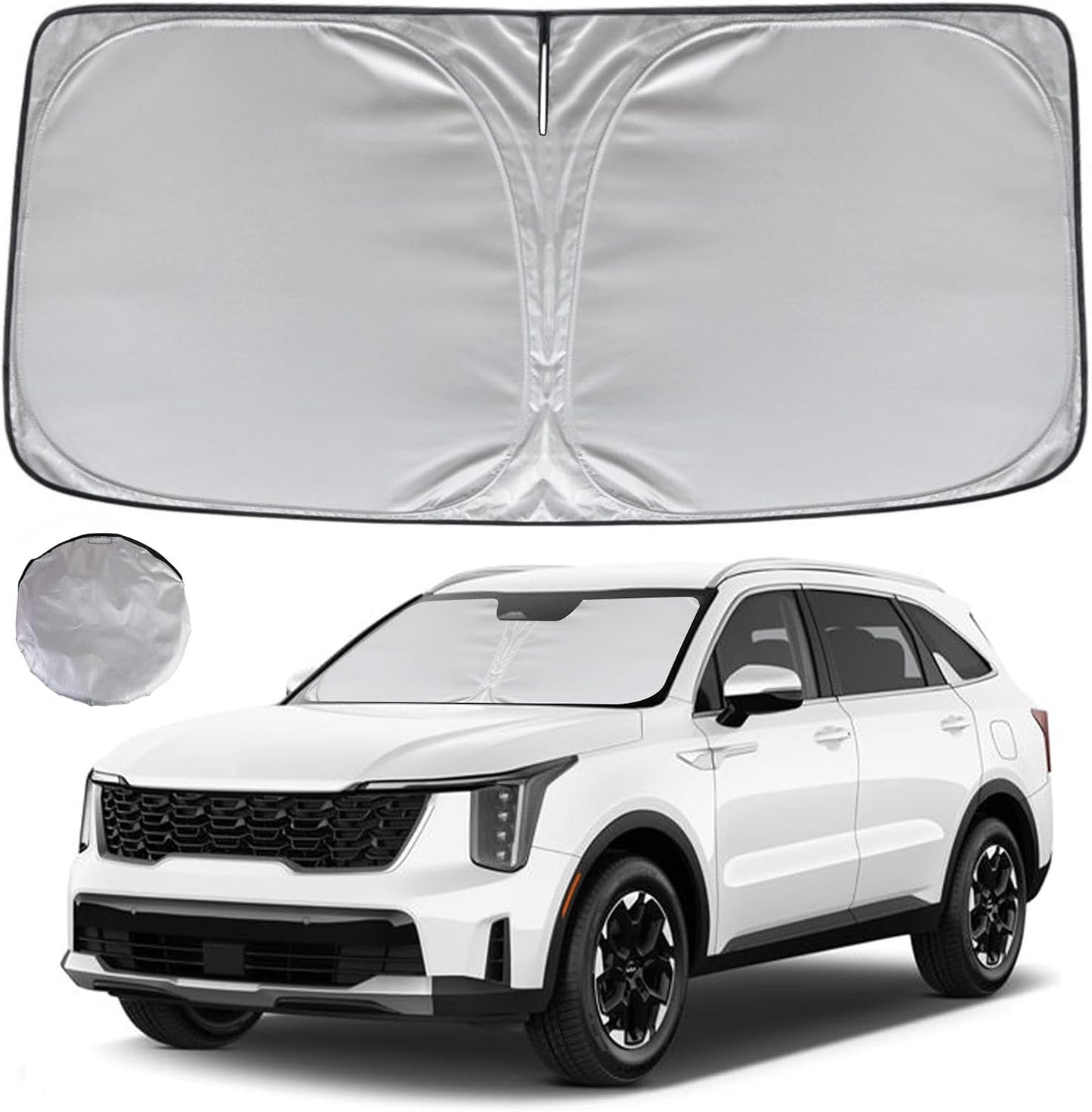 KAYZT Windshield Sun Shade for 2019-2025 2026 Chevy Silverado 1500 /GMC Sierra 1500 2500HD 3500HD Foldable Sunshade Front Window Custom Fit Car Accessories - Colors B