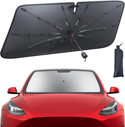 Lamicall Car Windshield Sunshade Umbrella - Foldable Car Windshield Sun Shade Cover, 5 Layers UV Block Coating, 52"x31" Front Window Heat Insulation Protection, for Auto Sedan, SUV Windshield