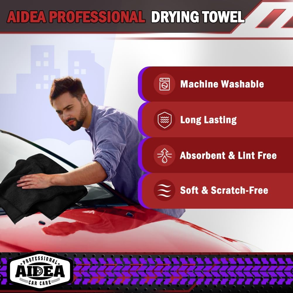 AIDEA Microfiber Cleaning Cloth 24 Pack, Microfiber Towels for Cars, Soft & Absorbent Cleaning Rags, Premium Lint Free Shop Towels for House, Kitchen, Car, 12inx16in