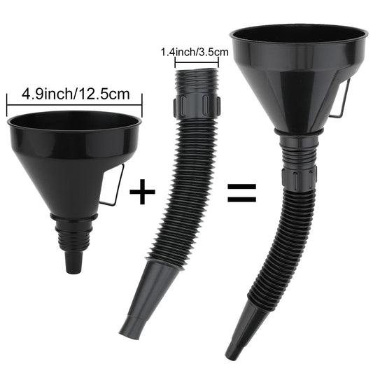 5-Piece Automotive Oil Funnel Set with Flexible Neck, Filter Screen, Wide Mouth for Gas, Oil, Coolant, Engine Oil