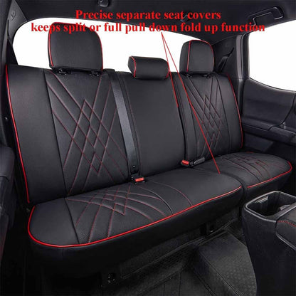 EKR Tacoma Car Seat Covers Custom Fit for Toyota Tacoma (Petrol) 2024 2025 2026 DoubleCab/CrewCab SR/SR5/TRD Sport/TRD Off-Road/Limited -Truck Seat Covers Full Set,Faux Leather(Black)
