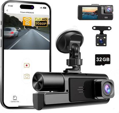 1080P Dual Dash Camera for Car Front and Inside Dashcam Car Security Video Recorder,170°Wide Angle Vehicle Cam,WDR,G-Sensor,2’’ IPS Screen,Loop Recording,Night Vision (Dual Dash Cam Without Card)