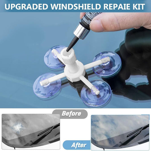 Windshield Repair Kit, Windshield Chip Repair Kit, Rock Chip Repair Kit,2 Pcs Car Glass Repair Kit Quick Fix for Chips & Cracks, Windshield Crack Repair Kit, Automotive Nano Fluid（Navy）