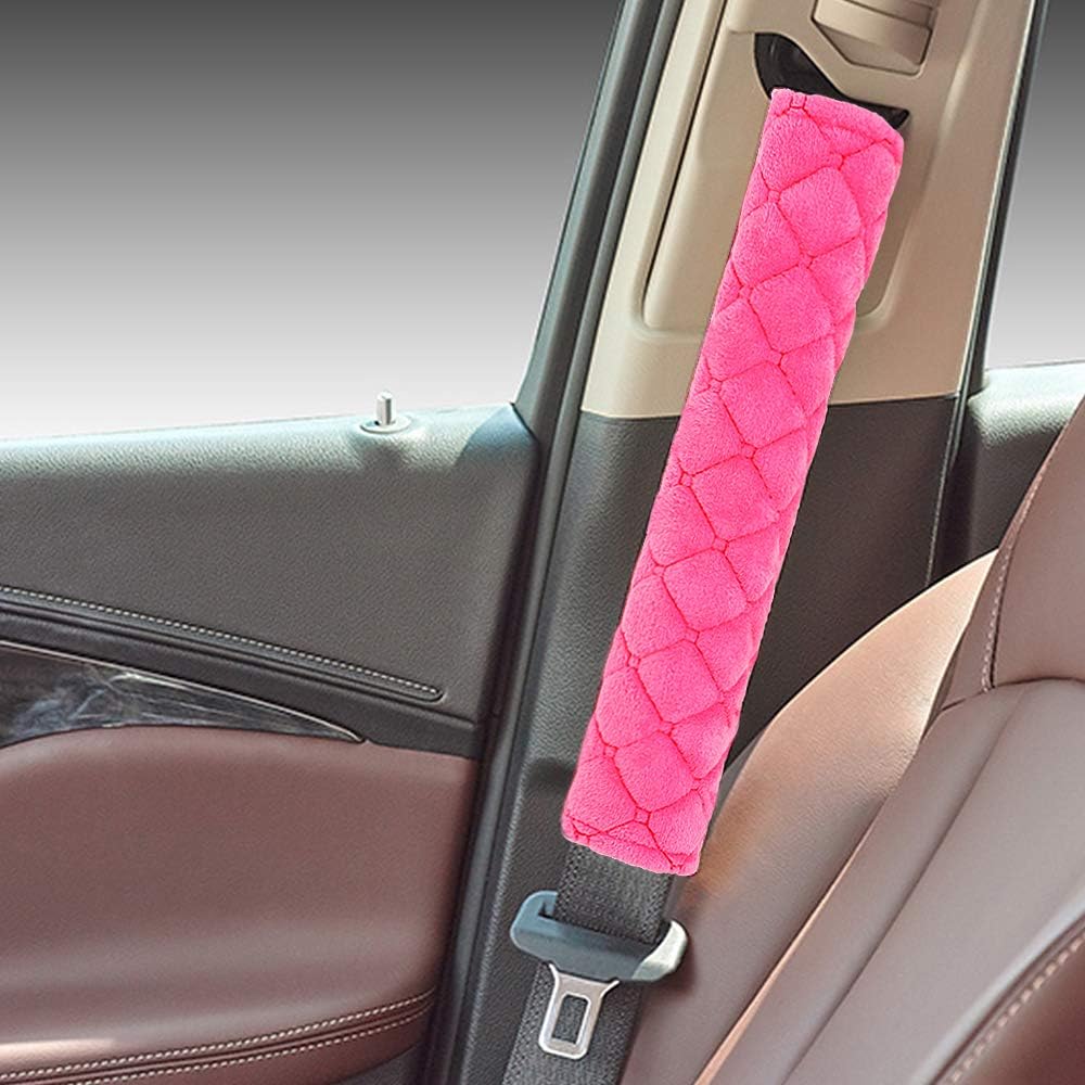 surpassme Car Seat Belt Pads Cover, 2 Pack Seat Belt Shoulder Strap Covers Protector to Release Stress to Your Neck and Shoulder for a Safety Driving (Pink)