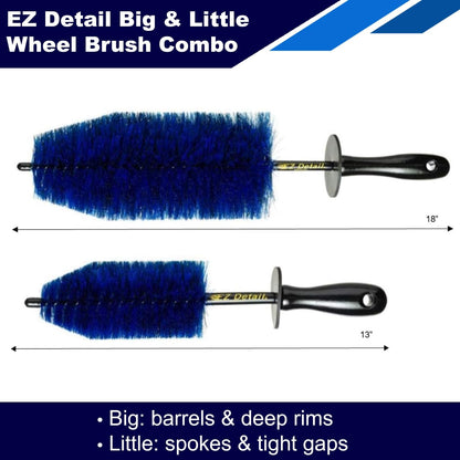 EZ Detail Big and Little Brush Combo - Wheel Rim Cleaner for Cars, Bike, Trucks, Motorcycle, and Other Vehicles - Non-Scratch Auto Detailing Tool, Easily Reaches Nook and Crannies