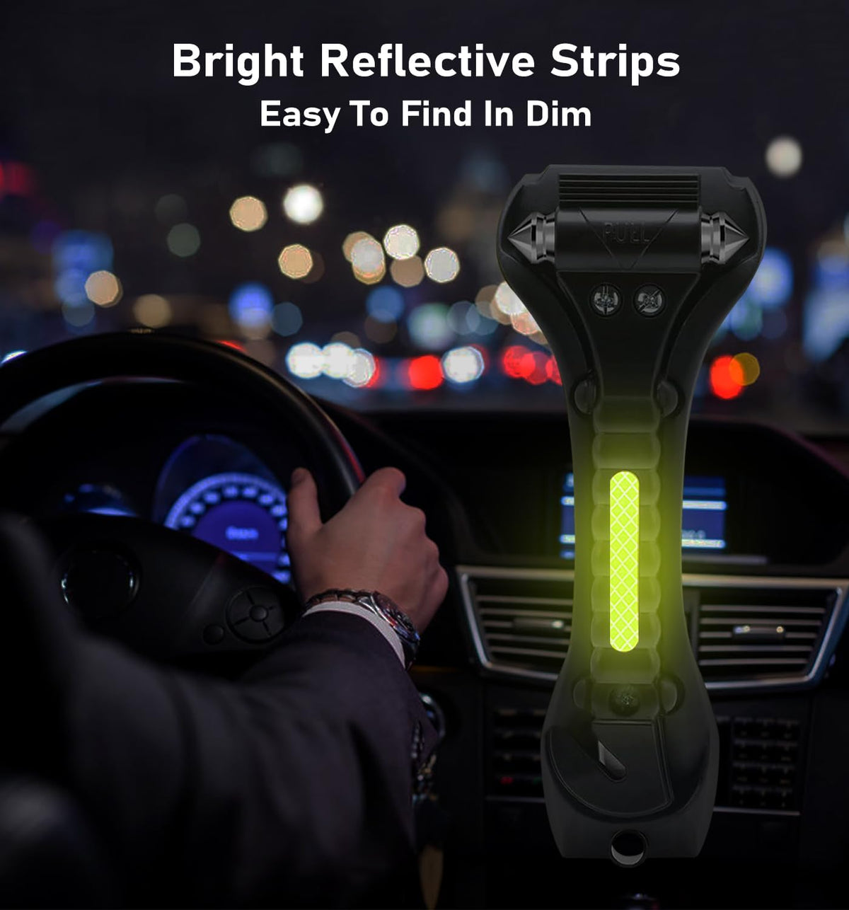 Car Safety Hammer 4 Pack, Car Window Glass Breaker and Seat Belt Cutter Car Emergency Escape Tool with Light Reflective Tape for Family Rescue, Life Saving Survival Kit