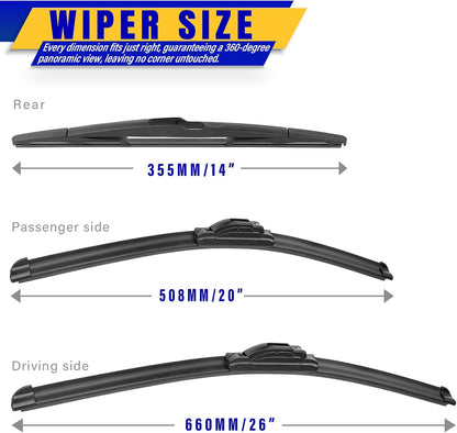 3 wipers Replacement for 2019-2023 2024 2025 2026 Subaru Forester, Windshield Wiper Blades Original Equipment Replacement - 26"/17"/14" (Set of 3) - Colors A