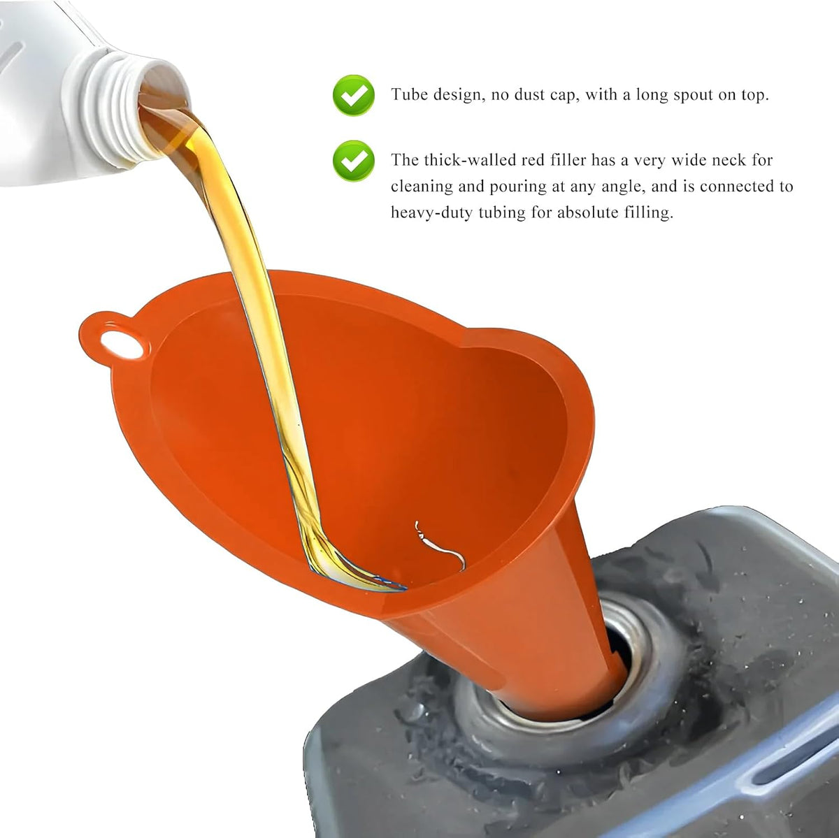 Oil Funnel, Multi-Purpose Plastic Long Neck Oil Funnel, Automotive Use Funnels for Filling Oils Lubricants Water Diesel, Kitchen Funnels for Filling Bottles Jars (Black)