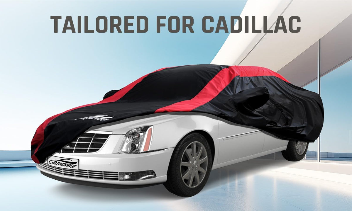 Car Cover Waterproof All Weather Protection with Red Stripe Design, Universal Fit Toyota Camry Solara, Ford Fusion, Kia Stinger Optima, Nissan Maxima, VW Passat, Subaru Legcy