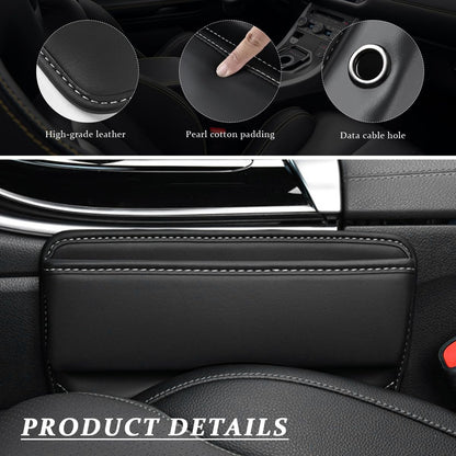 Kewucn Car Seat Gap Organizer, Adjustable Leather Front Seat Gap Filler Storage Box, Multifunctional Auto Console Side Pocket Organizer for Phone Glasses Key Card, Car Accessories (Black)