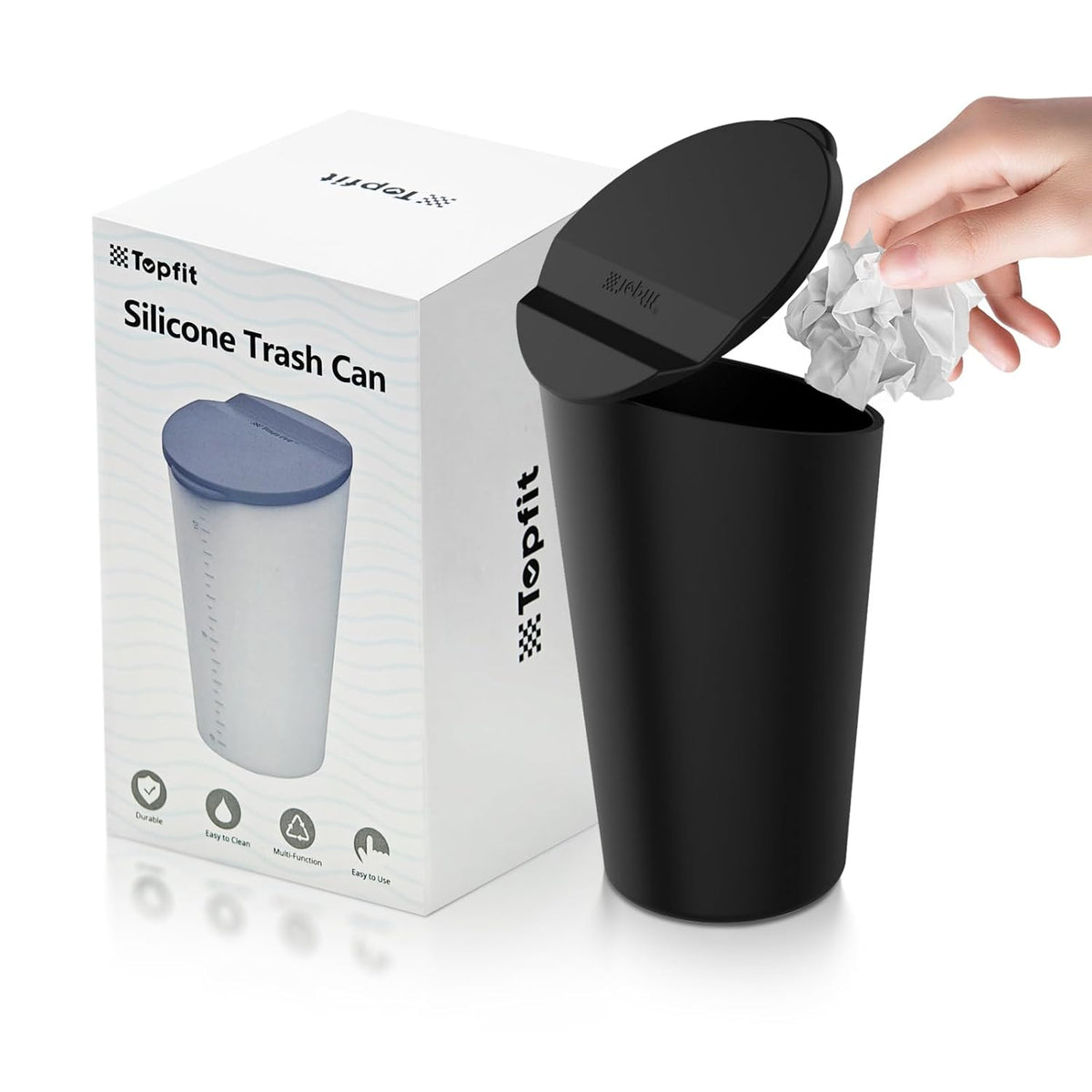 BMZX Car Trash Can with Lid Small Cup Holder Door Pocket Garbage Can Trash Bin Trash Container Fits Auto Home Office, Black 2Pcs