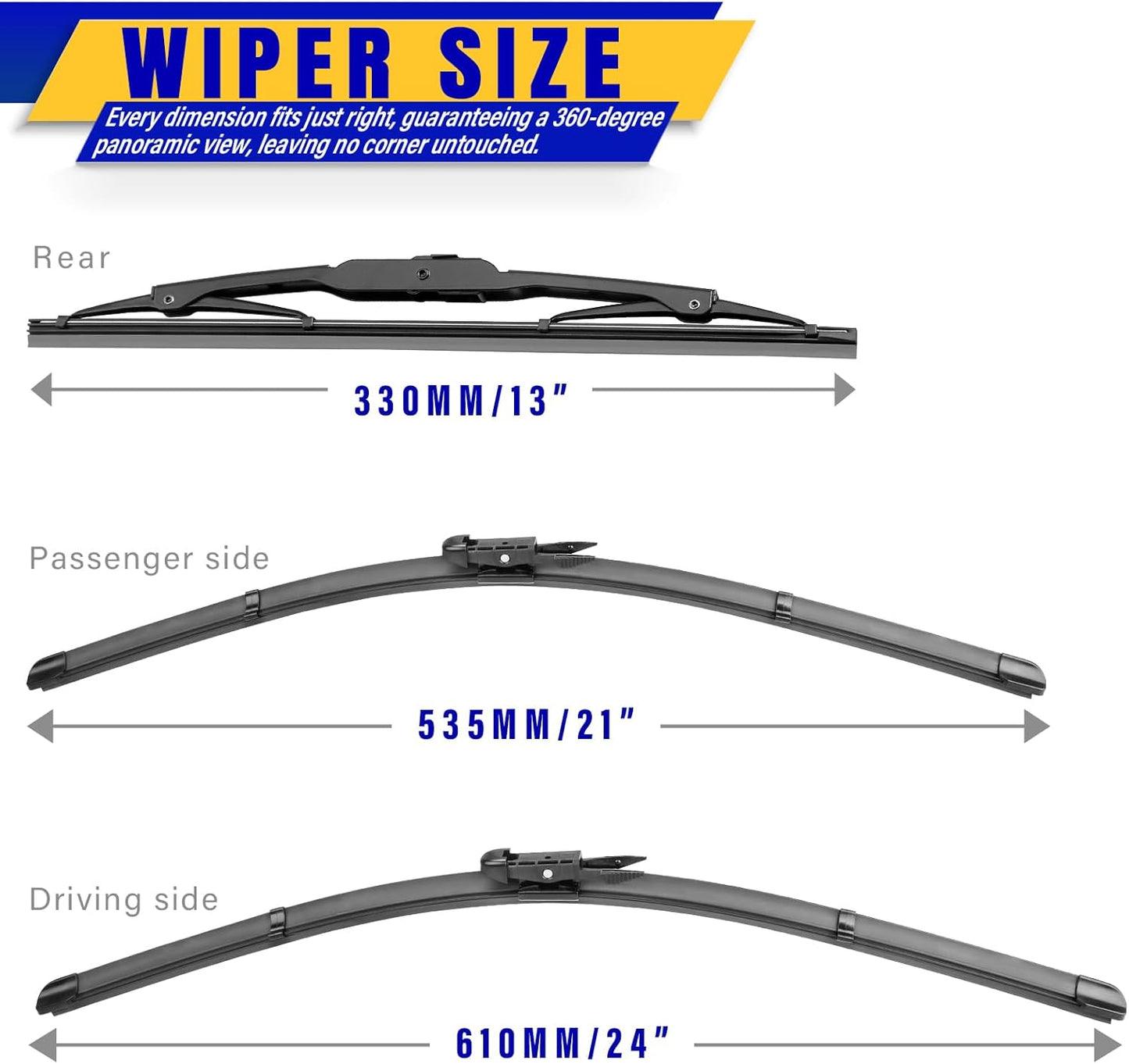 3 wipers Replacement for 2019-2023 2024 2025 2026 Subaru Forester, Windshield Wiper Blades Original Equipment Replacement - 26"/17"/14" (Set of 3) - Colors A