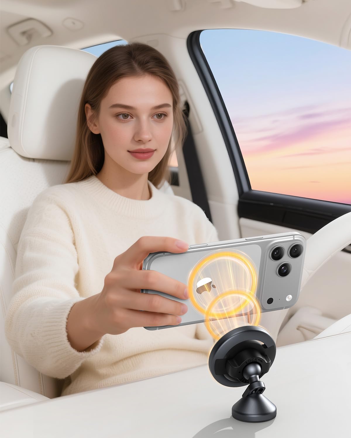 SYNCWIRE MagSafe Car Mount, Magnetic Car Phone Holder for Car Dashboard, 360° Rotating Strong Magnet Phone Mount with 3M VHB Adhesive, Compatible with iPhone 17/16/15/14/13/12 & MagSafe Cases