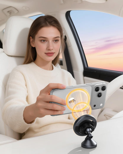 SYNCWIRE MagSafe Car Mount, Magnetic Car Phone Holder for Car Dashboard, 360° Rotating Strong Magnet Phone Mount with 3M VHB Adhesive, Compatible with iPhone 17/16/15/14/13/12 & MagSafe Cases
