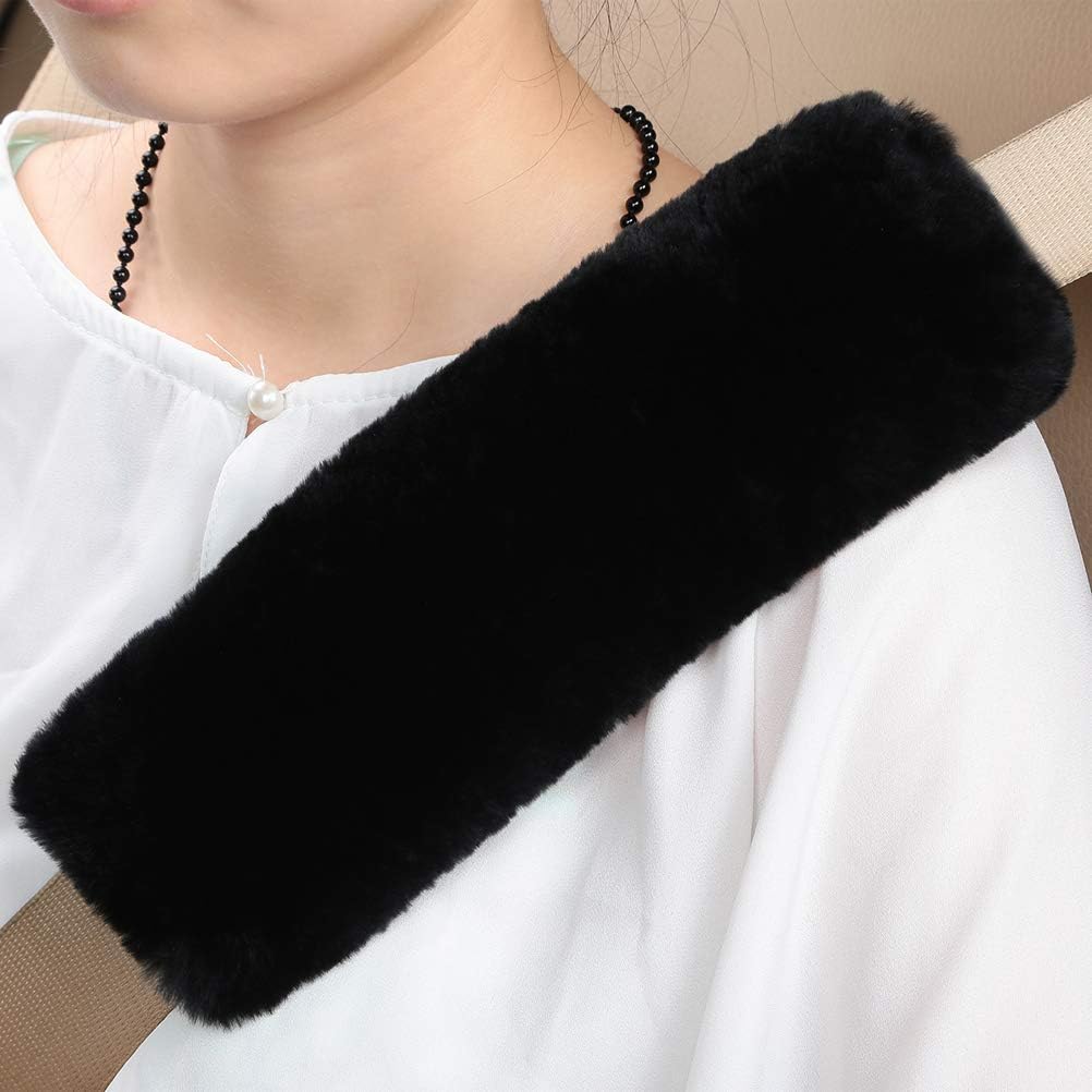 OGLAND Authentic Sheepskin Car Seat Belt Pad,2 Pack Soft Seat Belt Cover for Shoulder Pad Neck Cushion Protector Car Accessories by Genuine Natural Merino Wool (Misty Gray) - Colors A