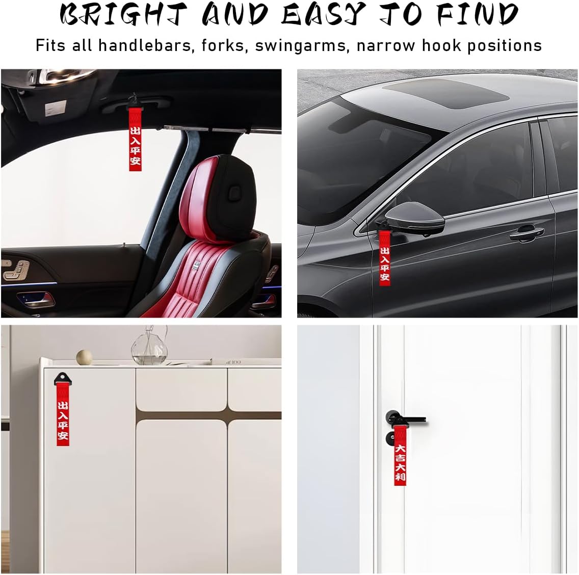 Ohleats Car JDM Tow Strap, Racing Trailer Belt with Chinese Slogan, Decorative Sports Trailer Hook Traction Rope Fit for Front or Rear Bumper, Universal Exterior Car Accessories (Style 2)