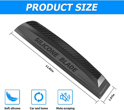Car Window Squeegee, Soft Silicone Blade for Cleaning Water, Professional One-Piece Auto Glass Water Wiper, 11.8 Inches Water Scraper Cleaner for Shower Doors Mirror, Home Drying Use