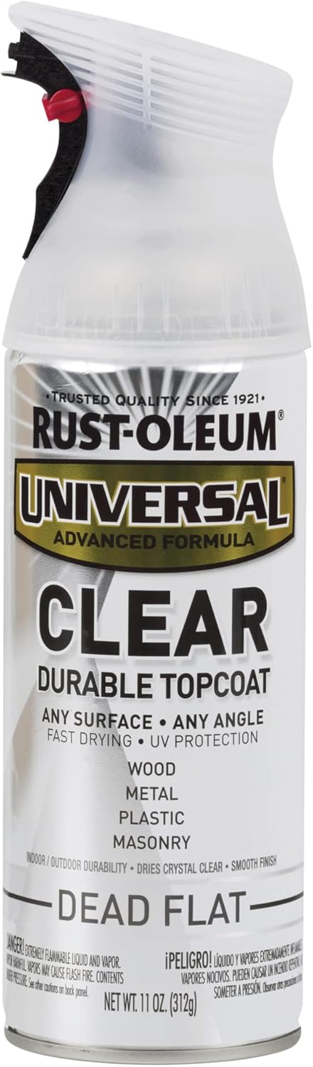 Rust-Oleum 302151 Universal All Surface Clear Topcoat Spray, 11 oz, Dead Flat Clear - Colors B