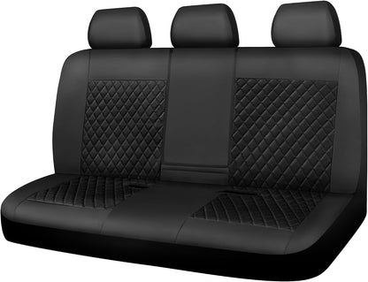 CAR PASS Quilting Leather Seat Cover Two Front Seats Only, Universal Fit Automotive Front Seat Covers Waterproof Deluxe PU Premium Vinyl Luxury for Cars Sedan Van SUV Airbag Compatible 2 Pieces,Black