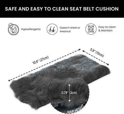 Andalus Brands 2 Pack Genuine Merino Wool Sheepskin Seat Belt Cover – Soft Shoulder Pad, Neck Cushion Protector – Authentic Car Accessories (Pearl)