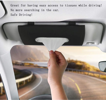 Fredysu Car Visor Tissue Holder, Sun Visor Napkin Holder Backseat Tissue Case, Premium Car Tissue Box for car, Vehicle (Black)