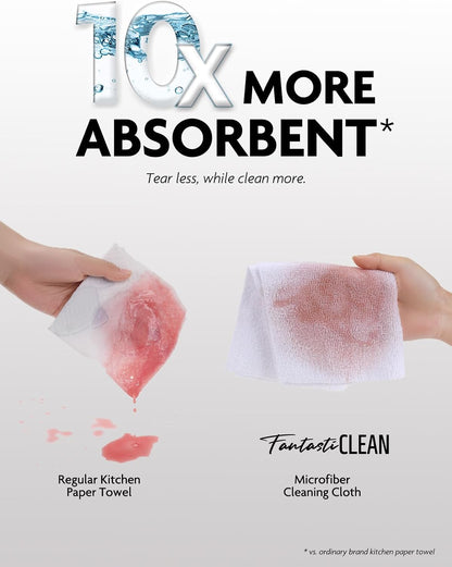 Fantasticlean Microfiber Cleaning Cloth Roll -75 Pack, Tear Away Microfiber Towels, 12" x 12", Reusable, Washable, Scratch Free, Ultra Absorbent for All-Around Cleaning Supplies (DimGray)