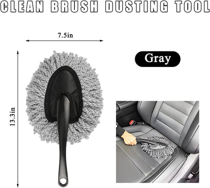 KVAEY Car Dash Duster Brush, Super Soft Microfiber Multi-Functional Car Cleaning Brush, Scratch Free Dash Dusting Tool with a Anti-Skid Handle for Vehicle Home Kitchen Cleaning (Gray)