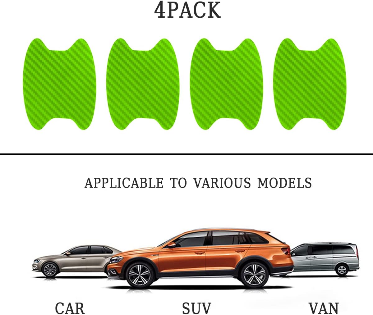 4PCS Sticker, Carbon Fiber Anti-Scratches Car Door Cup Protector, Non-Marking Auto Door Handle Protective Film, Universal for Most Car Handles (Black/4PCS)