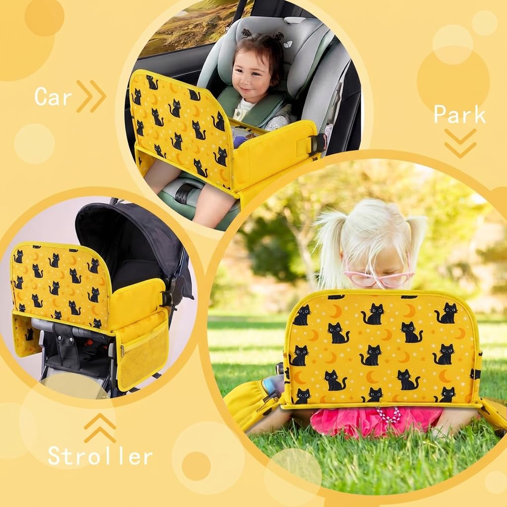 MENZOKE Kids Travel Tray for Toddler Car Seat, Road Trip Activities for Kids with iPad Holder Stand & Dry Erase Board, Road Trip Essentials Accessories Lap Tray as Travel Gifts for Kid, Pink