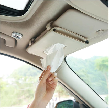 Fredysu Car Visor Tissue Holder, Sun Visor Napkin Holder Backseat Tissue Case, Premium Car Tissue Box for car, Vehicle (Black)