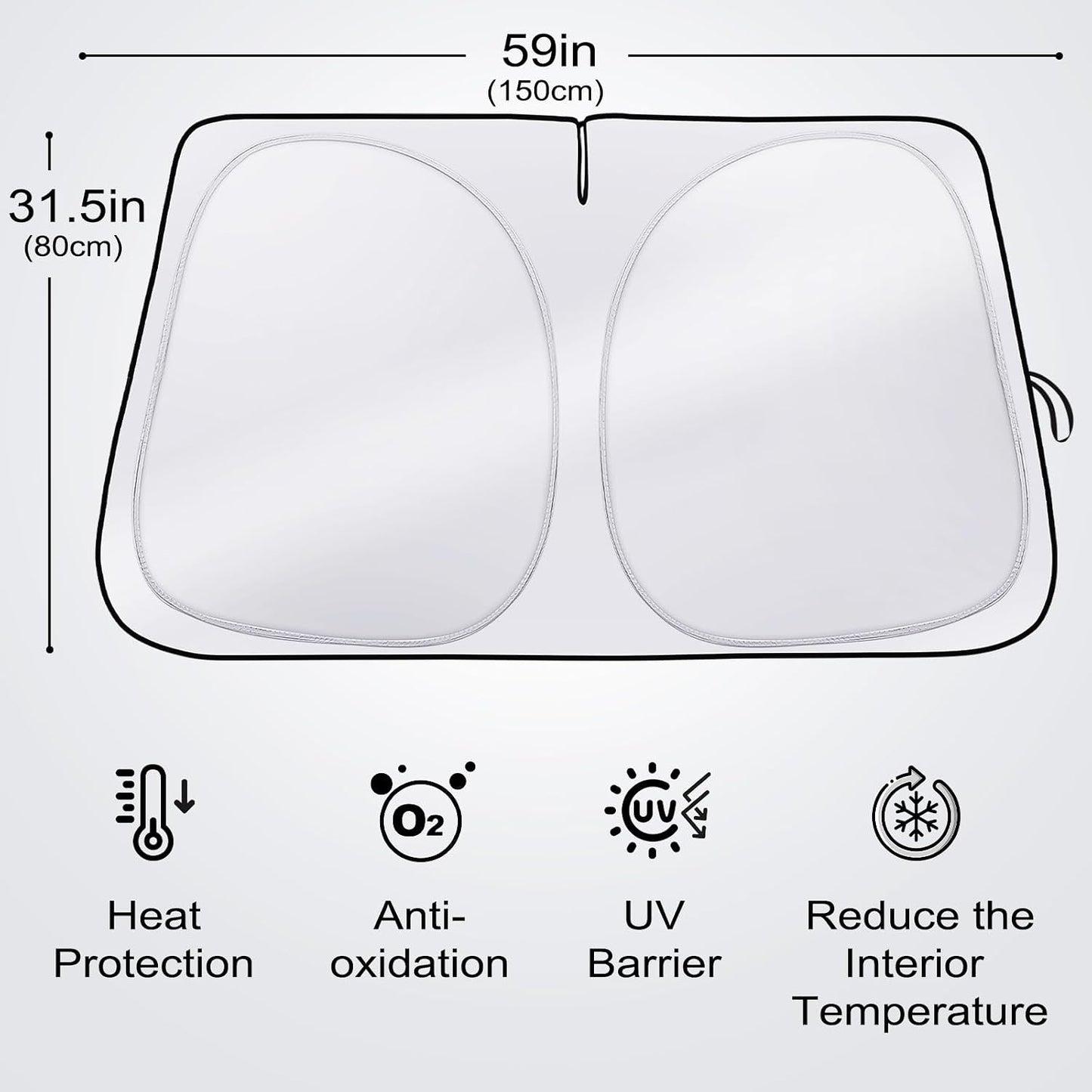 Iridescent Sun Shade for Car Windshield, Foldable Universal Car Windshield Upgrade Sunshade Enhanced UV Rays Reflective Sun Visor Shade Keeps Vehicle Cool