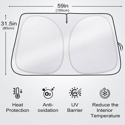 Iridescent Sun Shade for Car Windshield, Foldable Universal Car Windshield Upgrade Sunshade Enhanced UV Rays Reflective Sun Visor Shade Keeps Vehicle Cool