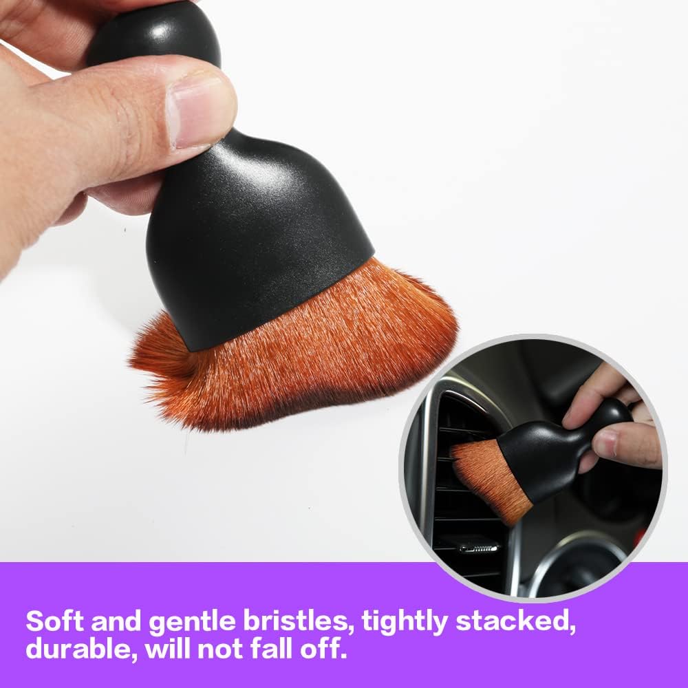 AOCISKA Car Interior Detailing Brush,Soft Bristle Cleaning Brush Car Detailing Brush Dusting Brush,Car Interior Cleaning Tool,Auto Detail Brush Car Dash Duster Brush (Black)