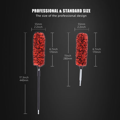 SPTA 1 Pc Soft Microfiber Extended Reach Rim Drill Wheel Brush,Microfibre Wheel Brush with 1 adddtional Drill Adapter for Electric Drill -BRFCD51