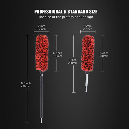 SPTA 1 Pc Soft Microfiber Extended Reach Rim Drill Wheel Brush,Microfibre Wheel Brush with 1 adddtional Drill Adapter for Electric Drill -BRFCD51