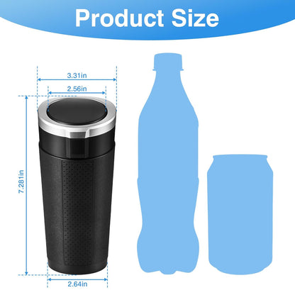 Car Trash Can Bin with Lid, 2 Packs Mini Leakproof Garbage Can for Vehicle, Cup Holder Trash Can, Small Trash Bin for Cars, Home, Bedroom, Office(Black)