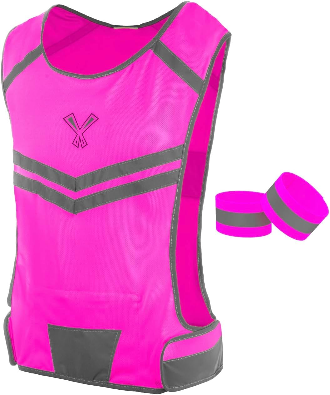 Reflective Running Vest with Pocket & 2 Bands, High-Visibility