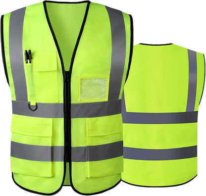 Reflective Safety Vest for Women Men High Visibility Security With Pocket Zipper Front Meet ANSI/ISEA Standard