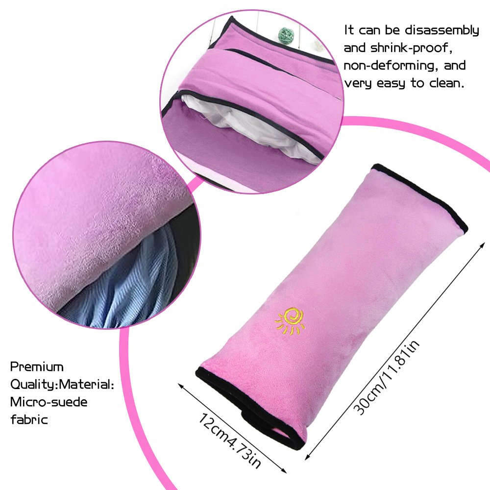 Gray Seat Belt Pillow for Kids 2PC, Seatbelt Pillow for Child Travel, Seat Belt Pillow for Toddler Head Protector, Shoulder Pad for Car Safety Seatbelt, Car Sleeping Seat Belt Pillow Support