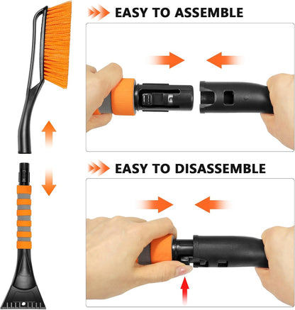 Showvigor 25" Snow Brush and Ice Scrapers for Car Windshield, 2-in-1 Detachable Design with Paint Protection, Extra Long Snow Removal Tool for Cars, Trucks, SUVs - Great for Drivers