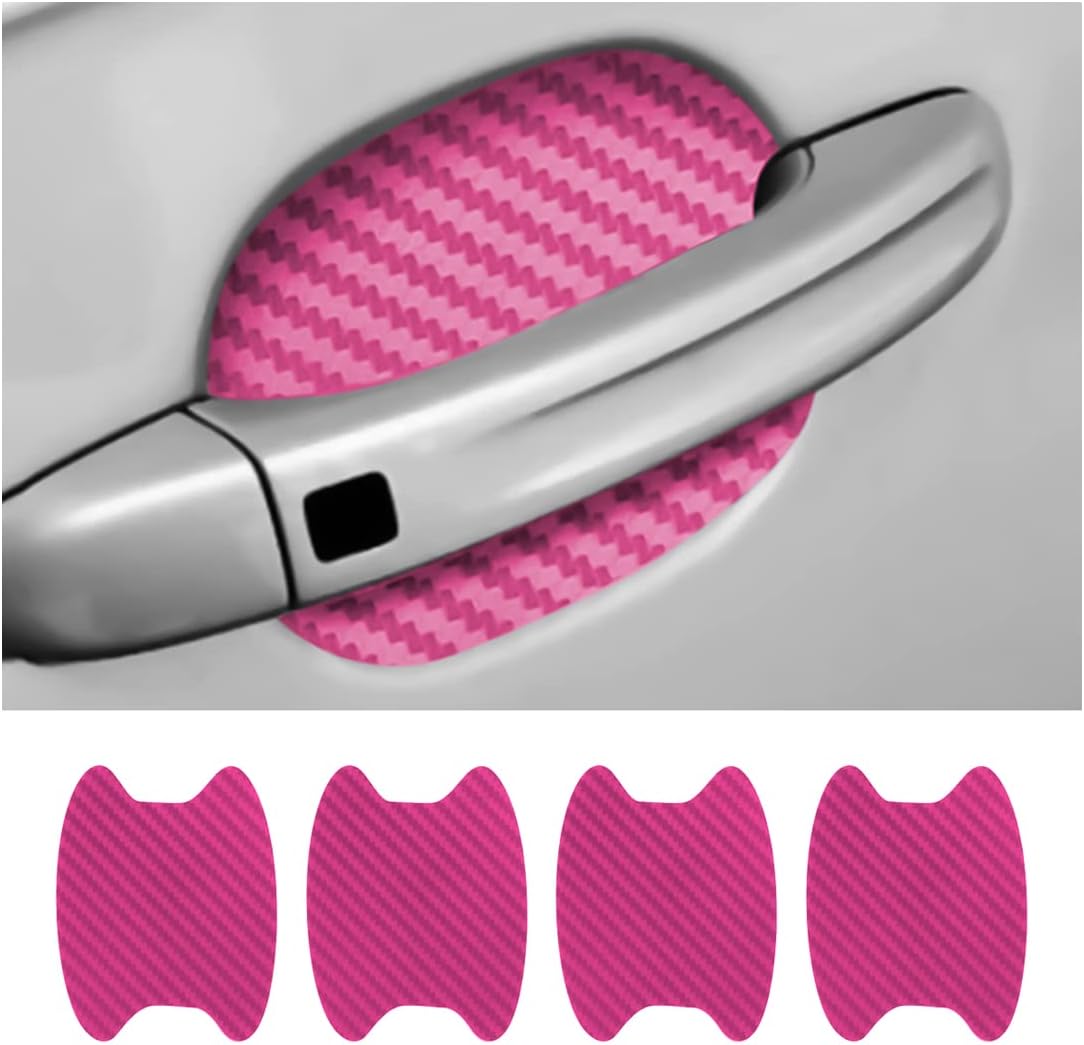 4PCS Sticker, Carbon Fiber Anti-Scratches Car Door Cup Protector, Non-Marking Auto Door Handle Protective Film, Universal for Most Car Handles (Black/4PCS)