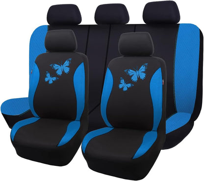 Flying Banner Butterfly car seat Covers ful Set Fashion Universal Lady Woman Female Rear Bench Split Colorized (Pink, 2 Fronts - Lace)