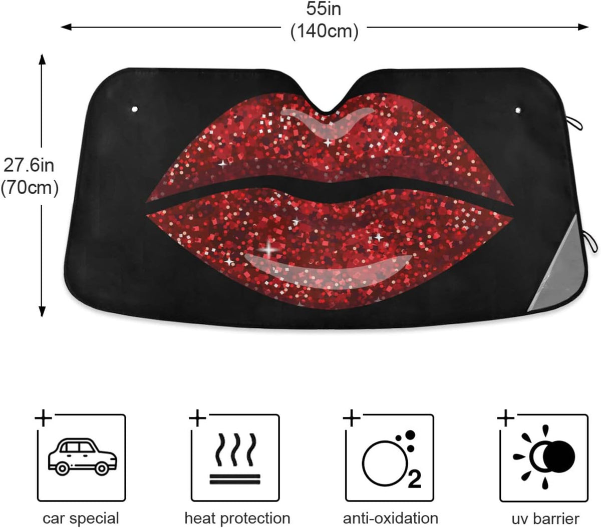 Black Leopard Car Windshield Sun Shade Animal Skin Print Foldable UV Ray Sun Visor Protector Sunshade to Keep Your Vehicle Cool (51" x 27.6")