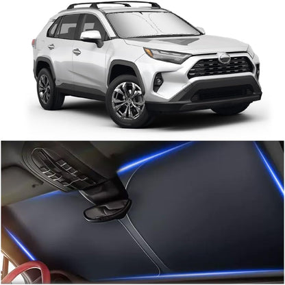 300T Thickened Automotive Glass Sunshade and Comes with Storage Bag,Keep Car Interior Cool,Universal Windshield Sun Shade Fit for Cars,Trucks,SUVs (L: 57.08 * 31.5 inch)