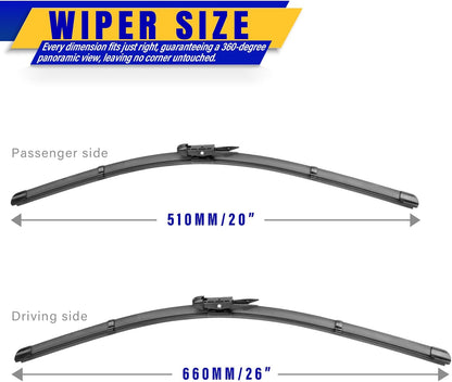 3 wipers Replacement for 2019-2023 2024 2025 2026 Subaru Forester, Windshield Wiper Blades Original Equipment Replacement - 26"/17"/14" (Set of 3) - Colors A